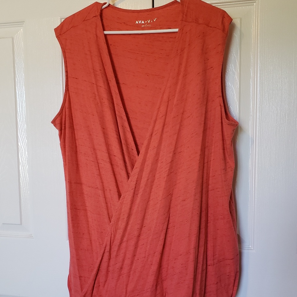 Ava & Viv Faux Wrap Sleeveless T-shirt SZ 2X